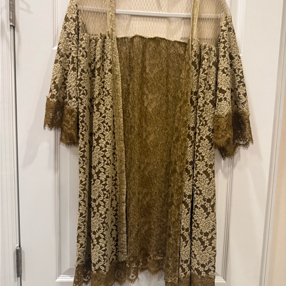 easel Sheer Lace Overlay in Dark Gold and Cream